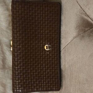 Etienne Algner Brown Woven Leather Clutch